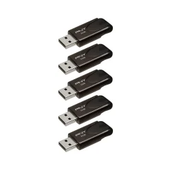 PNY Attache 4 32GB USB 2.0 Flash Drive, Black, 5/Pack (P-FD32GX2ATT4MC)