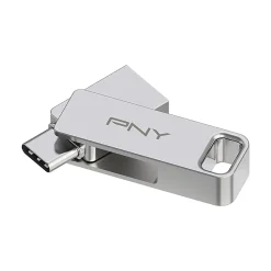PNY DUO LINK Dual 256GB USB 3.2 Type-C Flash Drive, Silver (P-FDI256DULINKTYC-GE)
