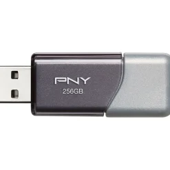 PNY Elite Turbo Attache 3 256GB USB 3.0 Type A Flash Drive, Silver/Gray (P-FD256TBOP-GE)