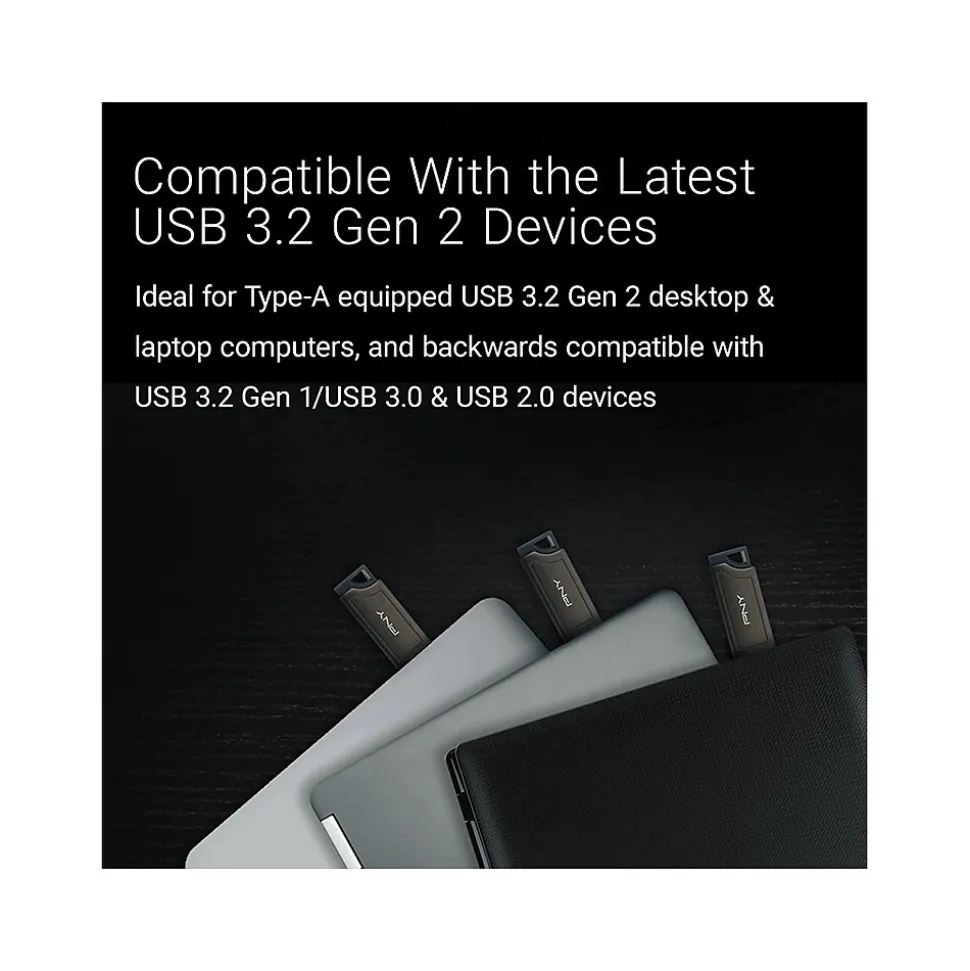 PNY PRO Elite 1TB USB 3.2 Gen 2 Type-A Flash Drive, Gray (P-FD1TBPROV2-GE)