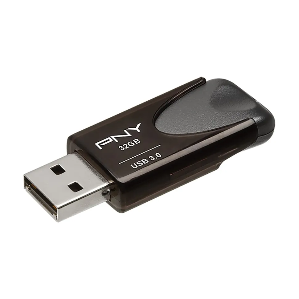 PNY Turbo Attache 4 32GB USB 3.0 Type A Flash Drive, Black (P-FD32GTBAT4-GE)