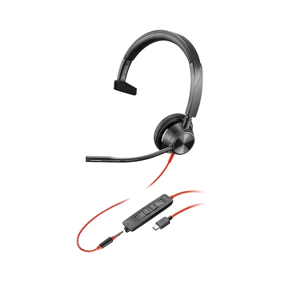 Poly Blackwire 3315 Mono Headset, USB-C/3.5mm, UC Certified (8X217AA)