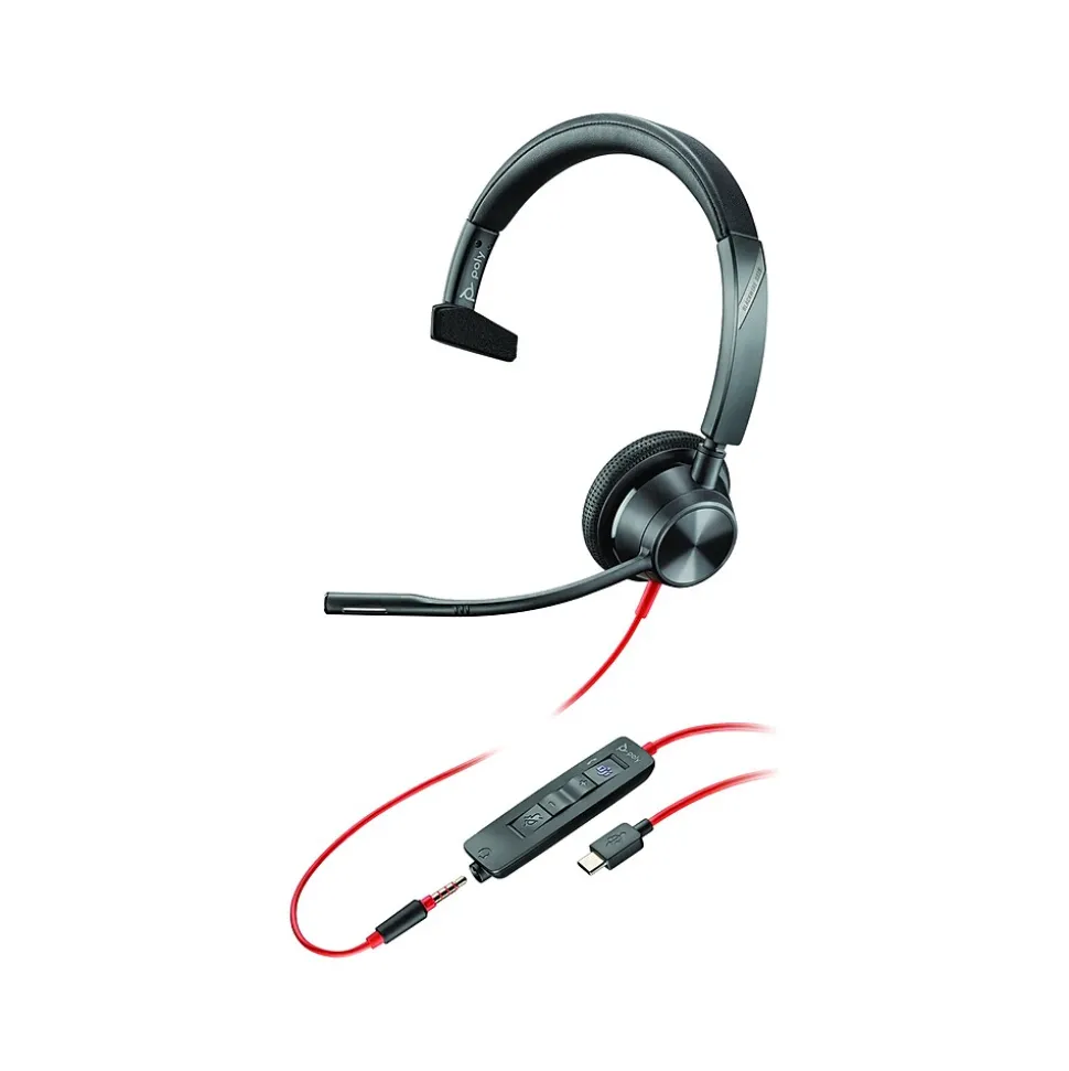 Poly Blackwire 3315 Mono Headset, USB-C/3.5mm, MS Certified/UC Certified (8X218AA)