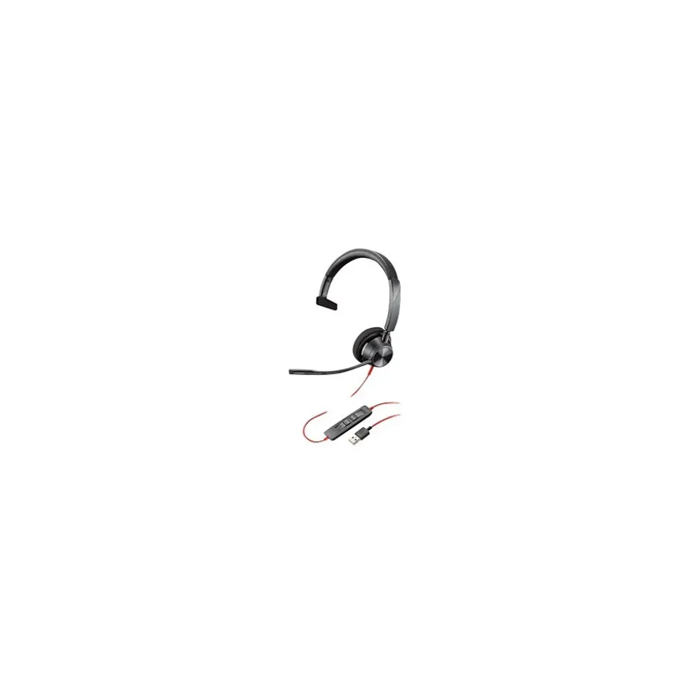 Poly Blackwire 3310 Wired Mono On Ear Computer Headset, Black (213928-01)