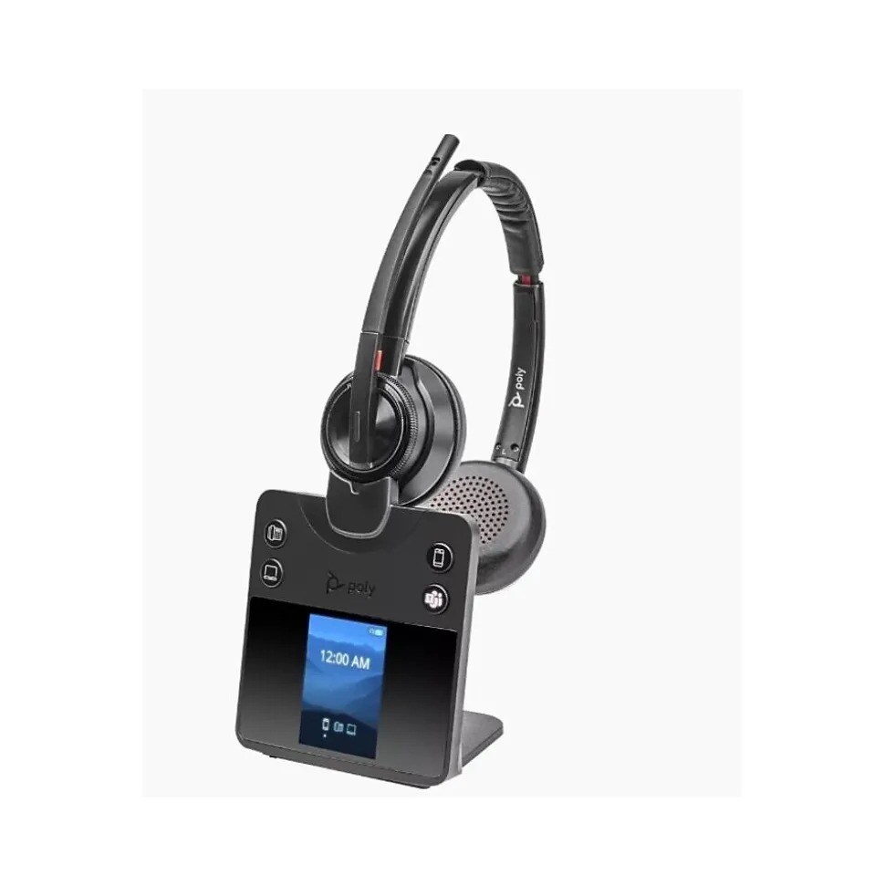 Poly Savi 8420 Office Series Wireless Noise Canceling Bluetooth Stereo On-Ear Headset, MS Certified (8L7F5AA#ABA)