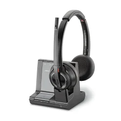 Poly Savi 8200 Series W8220-M Wireless Noise Canceling Stereo Headset, Over-the-Head, Black (7S4B6AA#ABA)