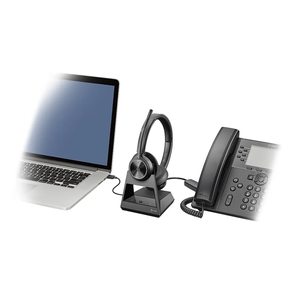 Poly Savi 7320 Wireless Stereo Headset, Over-the-Head, Black (7S435AA#ABA)