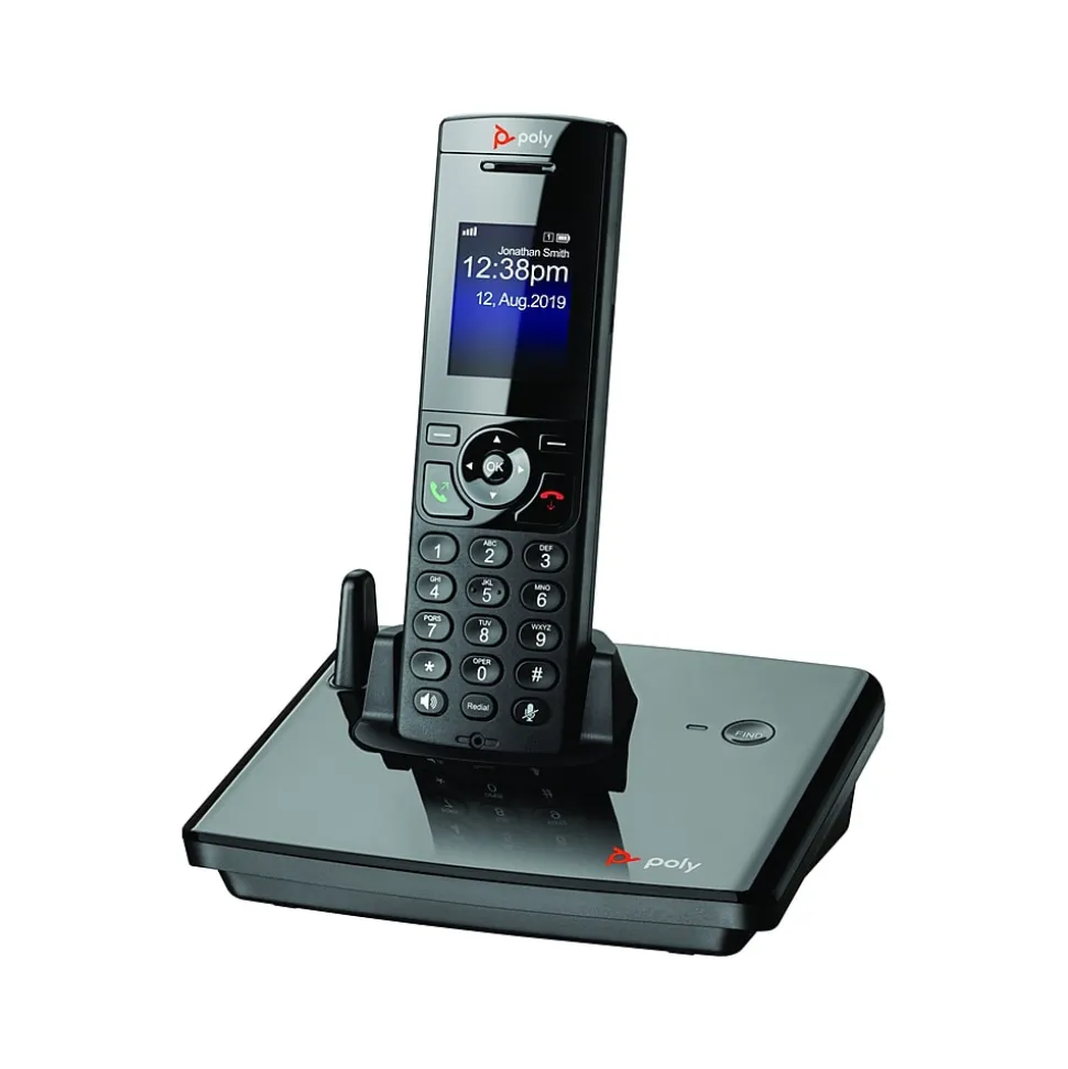 Poly VVX D230 Cordless VOIP Phone, Black (89B48AA#ABA)