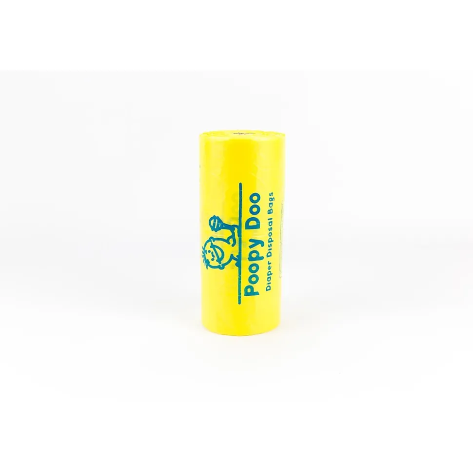 Poopy Doo Diaper Disposal Trash Bags, Yellow, 10 Rolls/Case (PD-10-200)