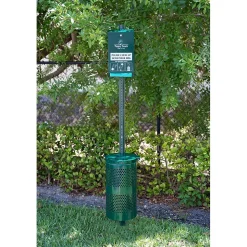 Poopy Pouch 10 Gallon Steel Trash Can Station with Lid, Green (PP-H-Kit)