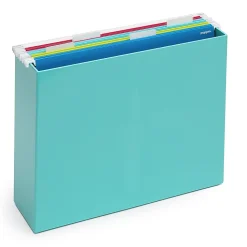 Poppin ABS Plastic File Box, Aqua, 4 Count (101274-MC)