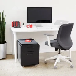 Poppin Black Mini Stow 2-Drawer Vertical File Cabinet, Rolling, Black (104730)