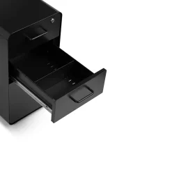 Poppin Black Slim Stow 3-Drawer Vertical File Cabinet, Black (104666)