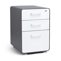 Poppin, 3-Drawer File Cabinet, Charcoal + White (103539)