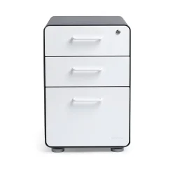 Poppin, 3-Drawer File Cabinet, Charcoal + White (103539)