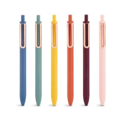 Poppin Luxe Retractable Gel Pens, Fine Point, 0.7mm, Black Ink, Dozen (107125)