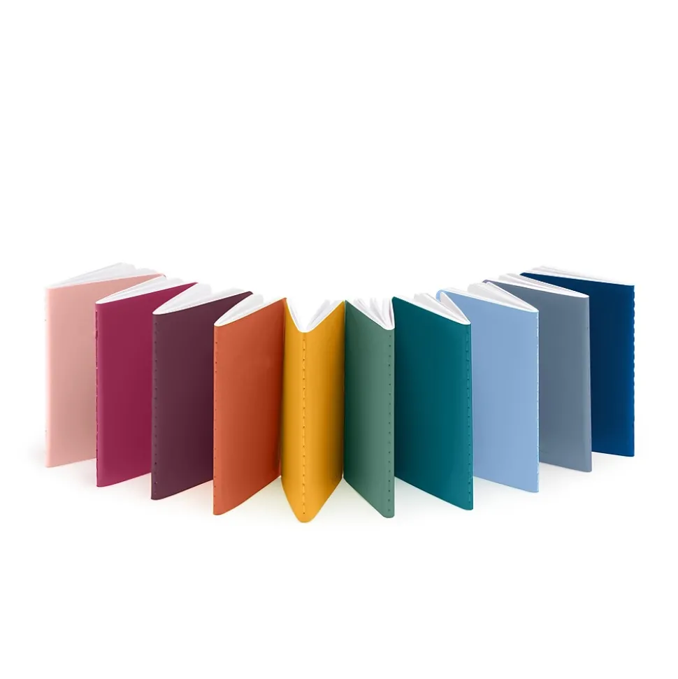 Poppin Mini 1-Subject Pocket Notebook, 3.5" x 5", College Ruled, 32 Sheets, Assorted Colors, 10/Set (107789)