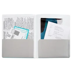 Poppin 2-Pocket Portfolio Folder, Aqua/Light Gray (101931)