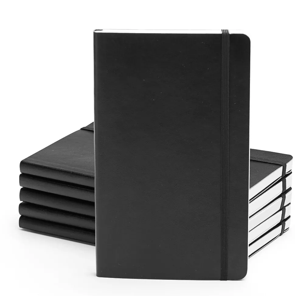 Poppin Soft Cover Notebooks, Medium, Black, 100/Box (105043)