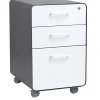 Poppin Stow 3-Drawer File Cabinet, Rolling Cabinet with Casters, Letter/Legal, Charcoal/White, 20"D (103698)