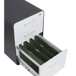 Poppin Stow 3-Drawer File Cabinet, Rolling Cabinet with Casters, Letter/Legal, Charcoal/White, 20