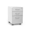 Poppin Stow 3-Drawer Mobile Vertical File Cabinet, Letter/Legal Size, Lockable, 24"H x 15.75"W x 20"D, White/Light Gray (101251)