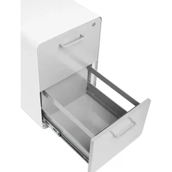 Poppin Stow 2-Drawer Mobile Vertical File Cabinet, Letter/Legal Size, Lockable, 25"H x 15.75"W x 20"D, White and Gray (102257)