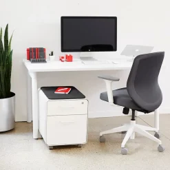 Poppin Stow 2-Drawer Mobile Vertical File Cabinet, Letter/Legal Size, Lockable, 21.5"H x 15.75"W x 20"D, White (104731)