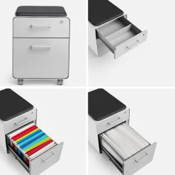 Poppin Stow 2-Drawer Mobile Vertical File Cabinet, Letter/Legal Size, Lockable, 21.5