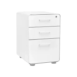 Poppin Stow 3-Drawer Mobile Vertical File Cabinet, Letter/Legal Size, Lockable, 24"H x 15.75"W x 20"D, White (100425)