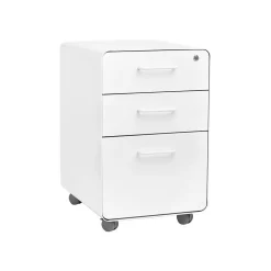 Poppin Stow 3-Drawer Vertical File Cabinet, Locking, Letter/Legal, White, 20"D (100915)