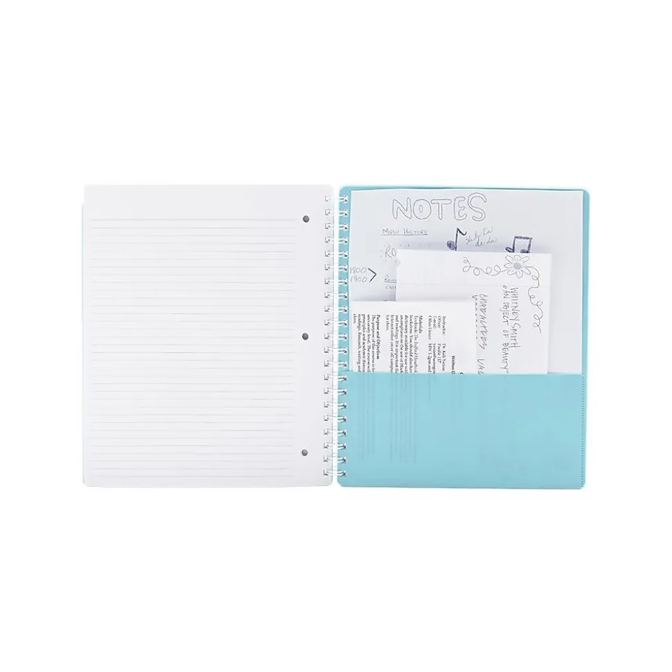 Poppin 1-Subject Notebooks, 8.5" x 11", College Ruled, 80 Sheets, Blue (102043)