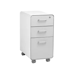 Poppin The Sort-It-Out 3-Drawer Mobile Vertical File Cabinet, Letter/Legal Size, Lockable, White/Light Gray (104743)