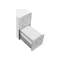 Poppin The Sort-It-Out 3-Drawer Mobile Vertical File Cabinet, Letter/Legal Size, Lockable, White/Light Gray (104743)