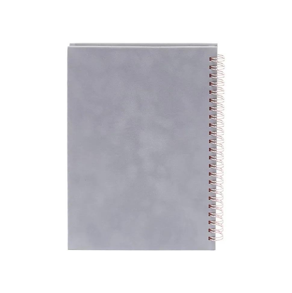 Poppin Velvet Professional Notebooks, 6" x 8.25", Dotted, 40 Sheets, Gray/Silver (106163)