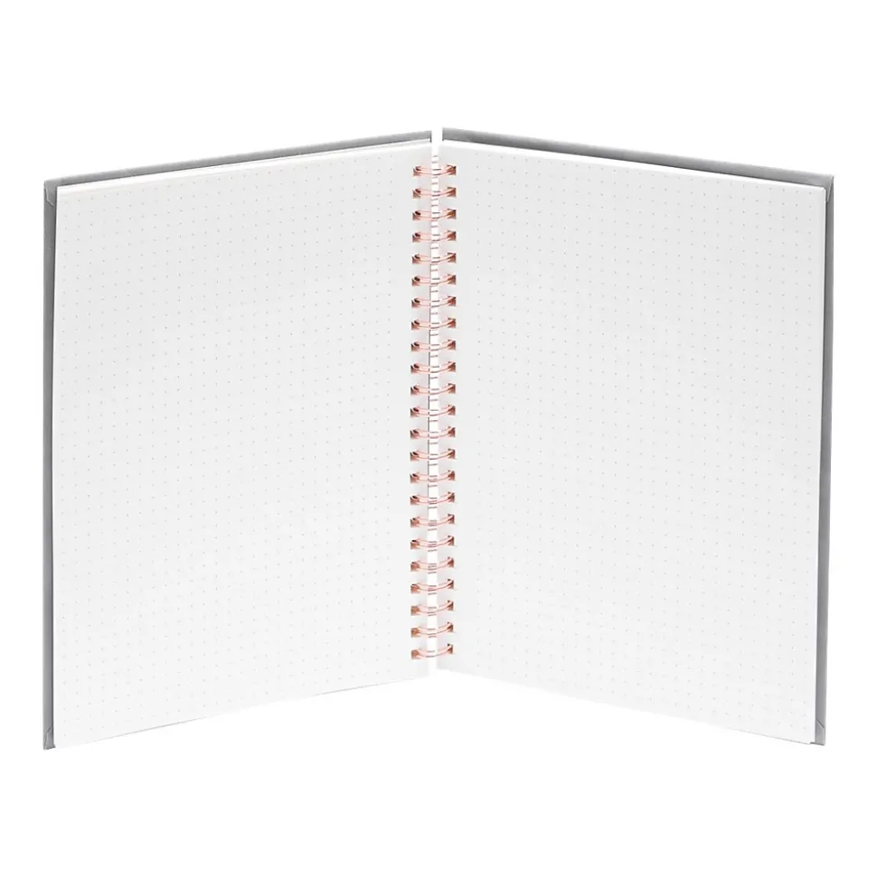 Poppin Velvet Professional Notebooks, 6" x 8.25", Dotted, 40 Sheets, Gray/Silver (106163)