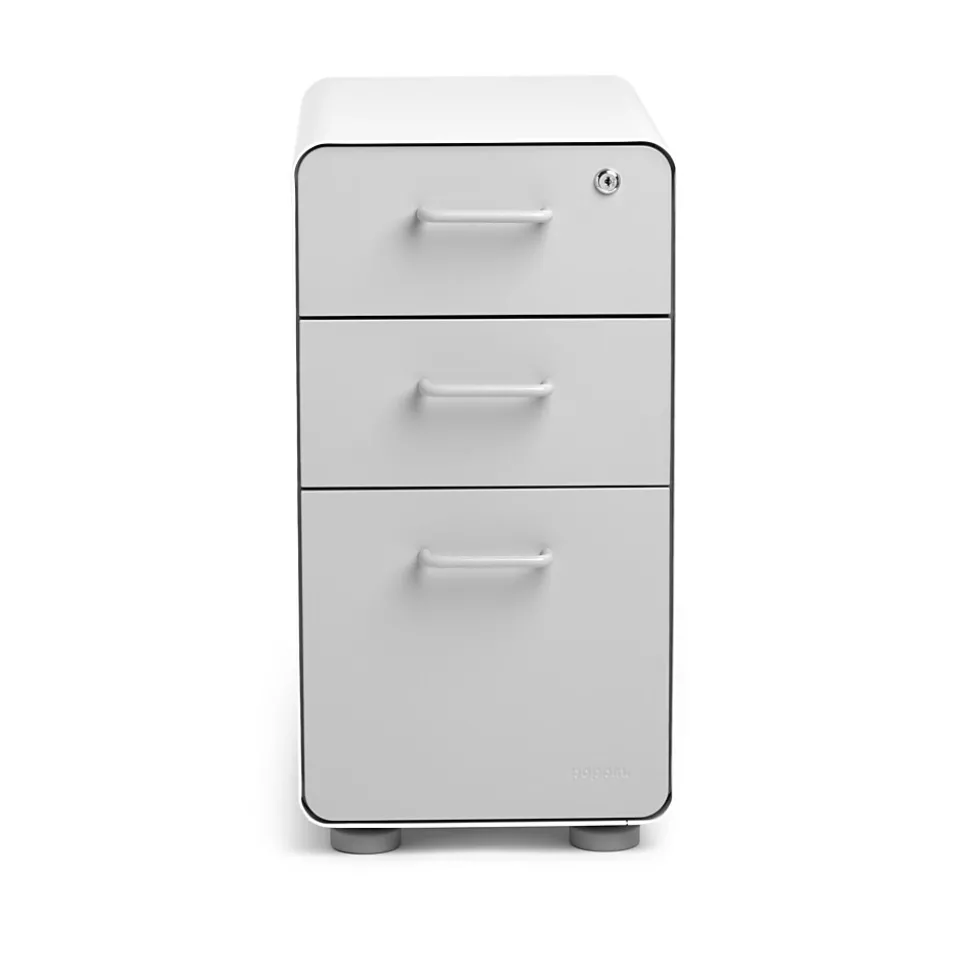 Poppin White + Light Gray Slim Stow 3-Drawer vertical File Cabinet, Light Gray (104668)