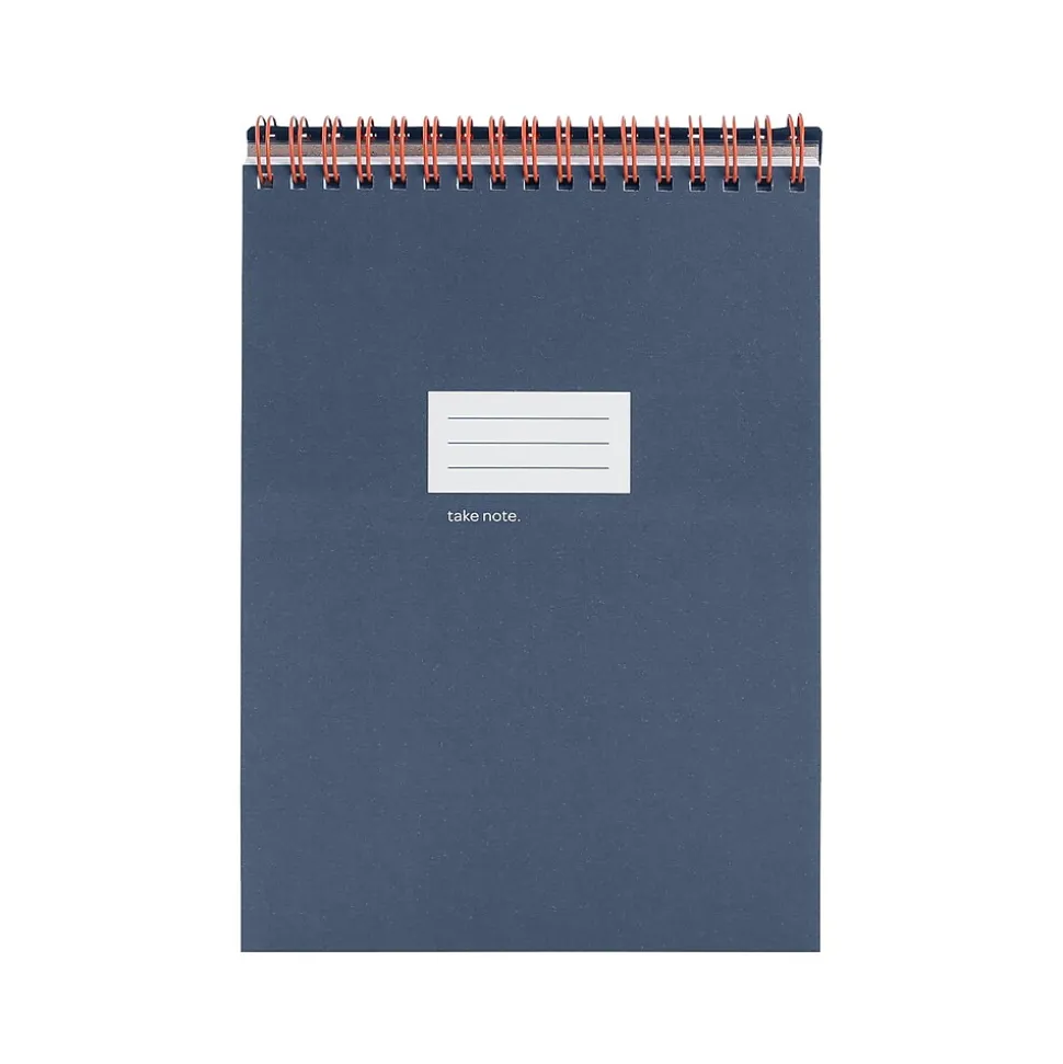 Poppin Work Happy Notebook, 5.8" x 8.25", Ruled, 40 Sheets, Lagoon + Clay (107491)