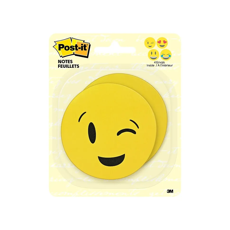 Post-it Emoji designs Super Sticky Printed Notes, 3" x 3", Yellow, 30 Sheets/Pad, 2 Pads/Pack (BC-2030-EMOJI)