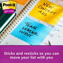 Post-it Full Adhesive Notes, 3" x 3", Energy Boost Collection, 30 Sheet/Pad, 4 Pads/Pack (F3304SSAU)