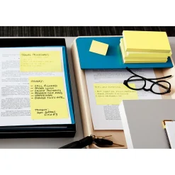Post-it Greener Recycled Notes, 3" x 5", Canary Collection, 100 Sheet/Pad, 12 Pads/Pack (655RPYW)