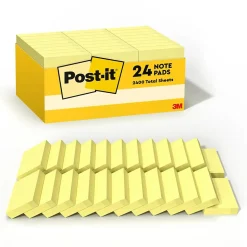 Post-it Notes, 1 3/8" x 1 7/8", Canary Collection, 100 Sheet/Pad, 24 Pads/Pack (65324VADB)