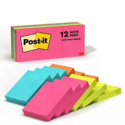 Post-it Notes, 1 3/8" x 1 7/8", Poptimistic Collection, 100 Sheet/Pad, 12 Pads/Pack (653AN)
