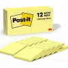 Post-it Notes, 3" x 3", Canary Collection, 100 Sheet/Pad, 12 Pads/Pack (654-12YW)