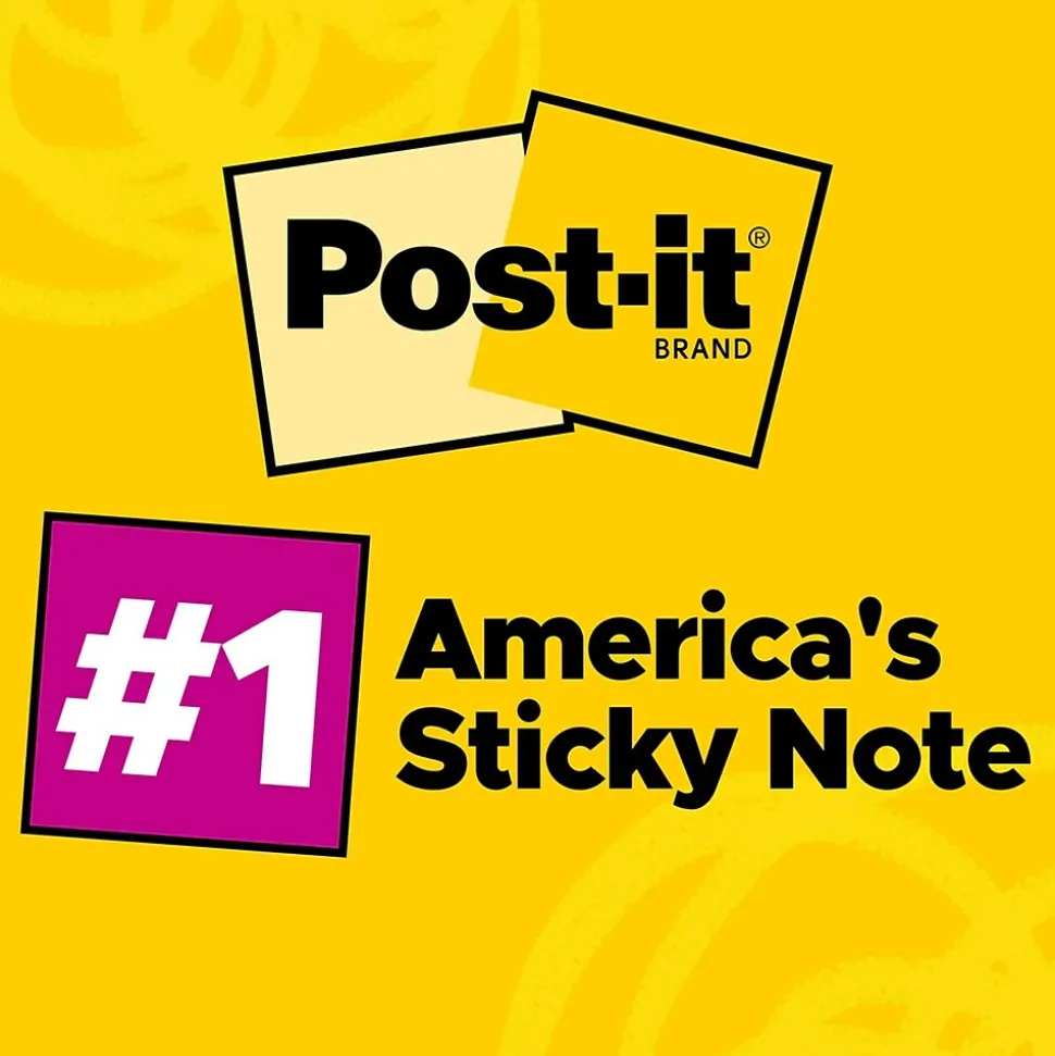 Post-it Notes, 3" x 3", Canary Collection, 100 Sheet/Pad (654-2700-YW)