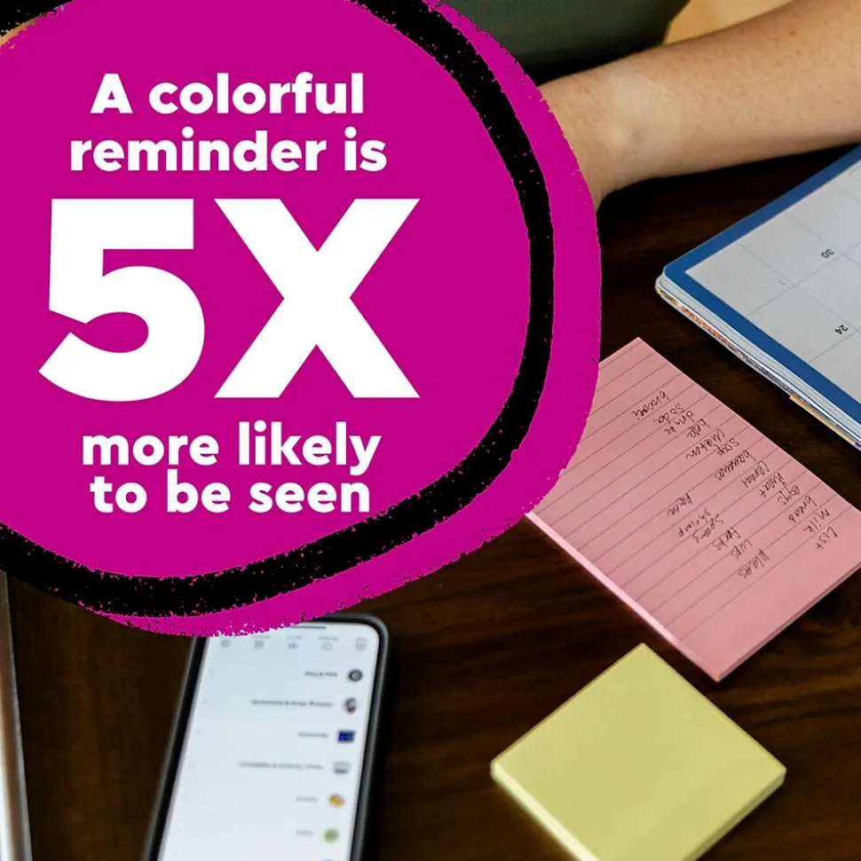 Post-it Notes, 3" x 3", Canary Collection, 100 Sheet/Pad (654-2700-YW)