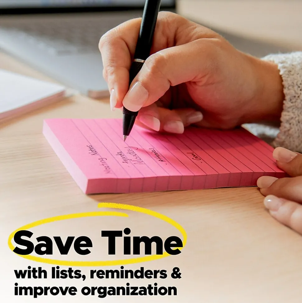 Post-it Notes, 3" x 3", Canary Collection, Lined, 100 Sheet/Pad, 2 Pads/Pack (630PK2)