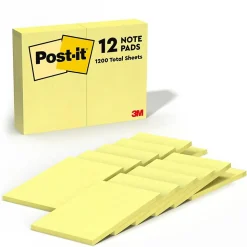 Post-it Notes, 4" x 6", Canary Collection, 100 Sheet/Pad, 12 Pads/Pack (659-YW)