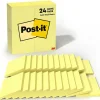 Post-it Notes, 3" x 3", Canary Collection, 100 Sheet/Pad, 24 Pads/Pack (654-24VAD-B)