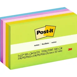 Post-it Notes, 3" x 5", Floral Fantasy Collection, 100 Sheet/Pad, 5 Pads/Pack (6555UC)